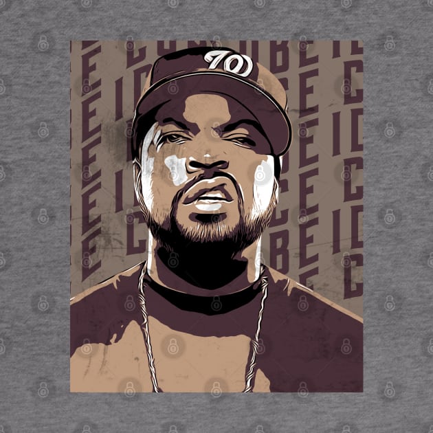 Ice cube rapper vintage, brown poster vector by Degiab